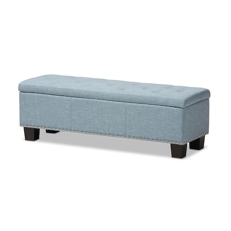 Baxton Studio Hannah Blue Upholstered Button-Tufting Storage Ottoman Bench 128-7052